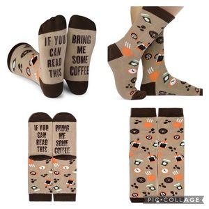 NWT Lavley Themed Coffee Socks “Bring me Some Coffee” “If you can read this”